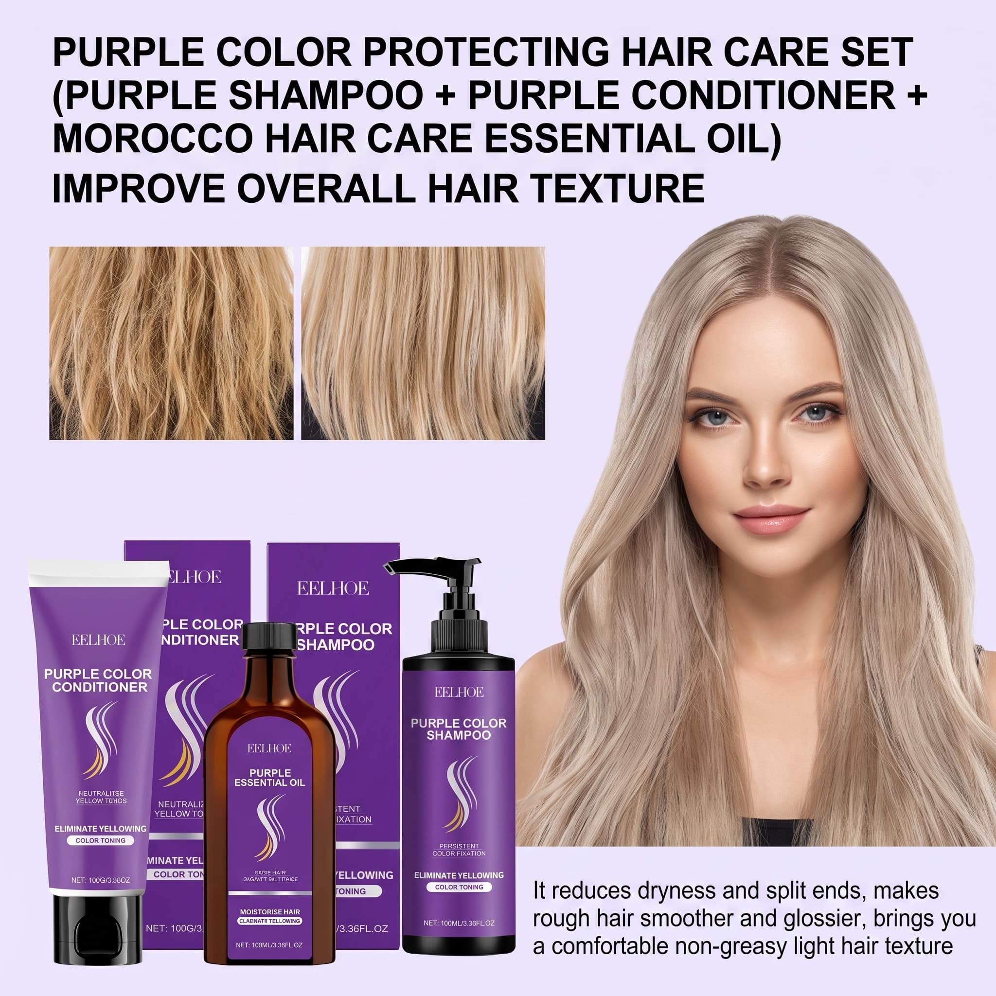 Hair Care Color - Purple Shampoo Set With Conditioner Hair