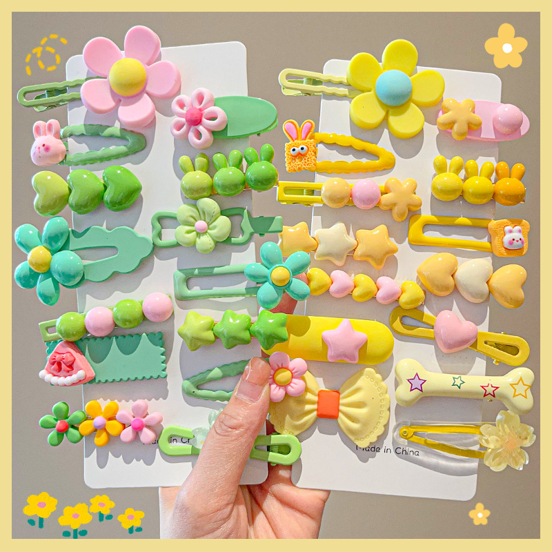Hair Care Color - 14-8Pcs/Set Candy Color Cartoon Bowknot Flower