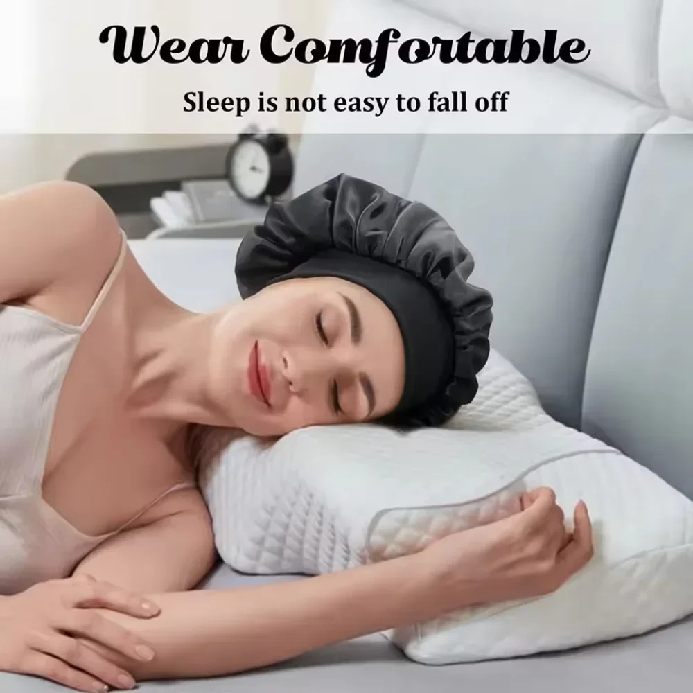 Hair Care Homemade - Lady velvet wide-brimmed sleep cap, a