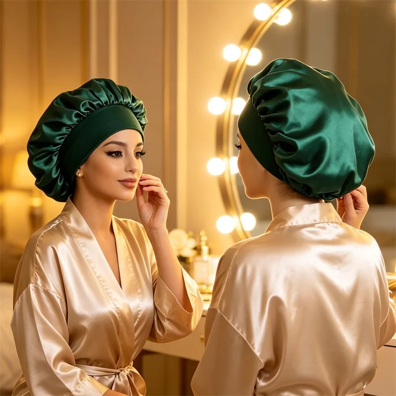 Hair Care Color - Solid Color Satin Nightcap Women Wide