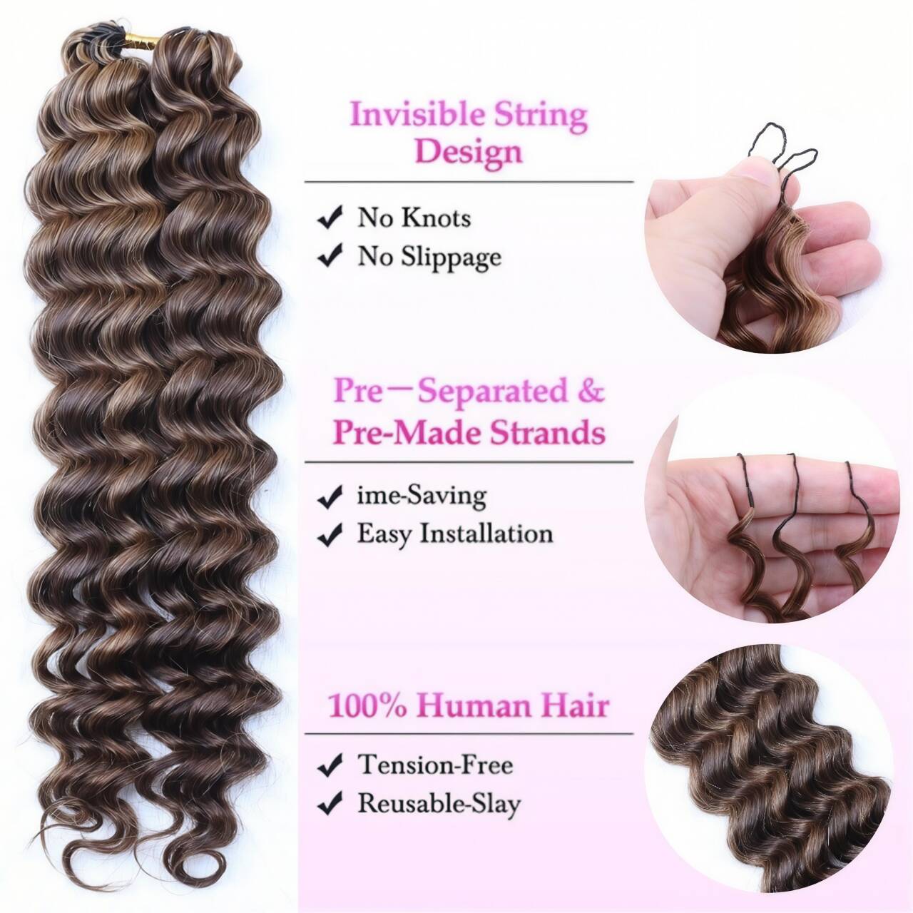 4/27deep wave Invisible Knots  - Hair Care Color ulasan dan harga