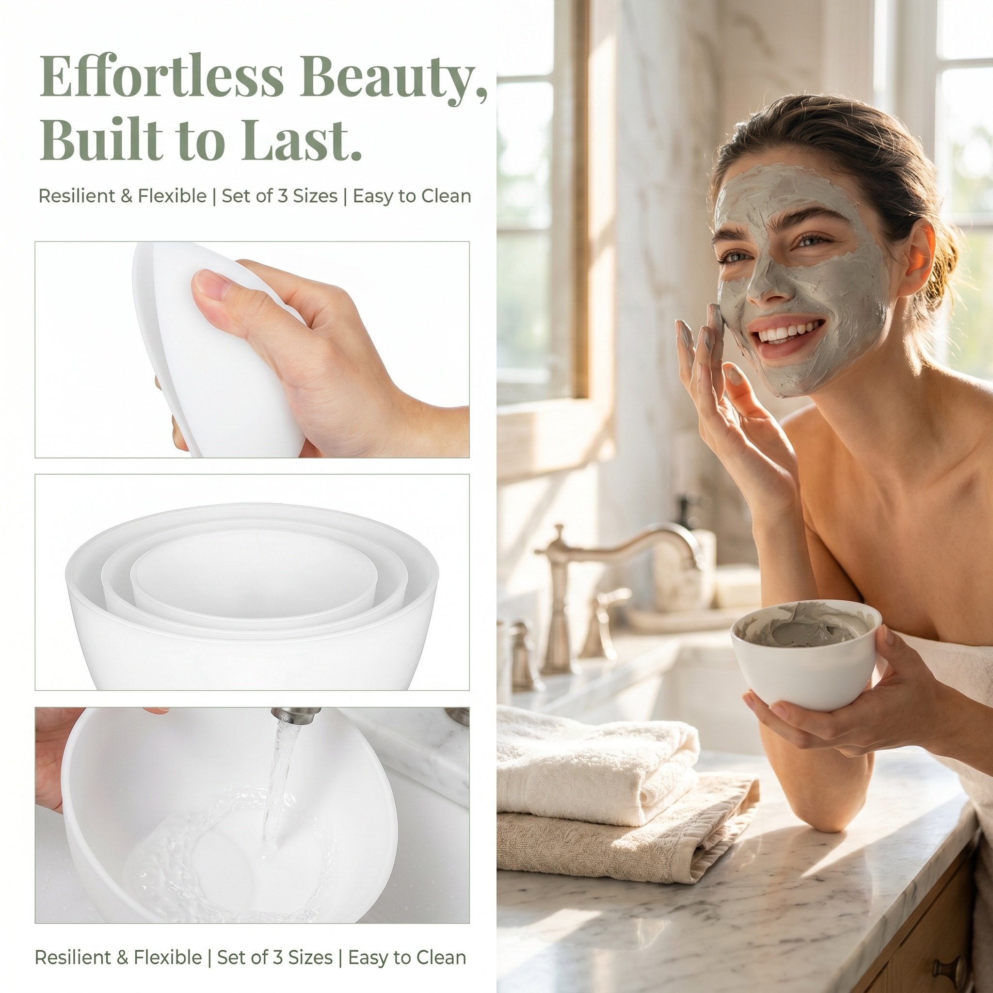 3Pcs Silicone Facial Mask Bowl - Hair Care Color ulasan dan harga