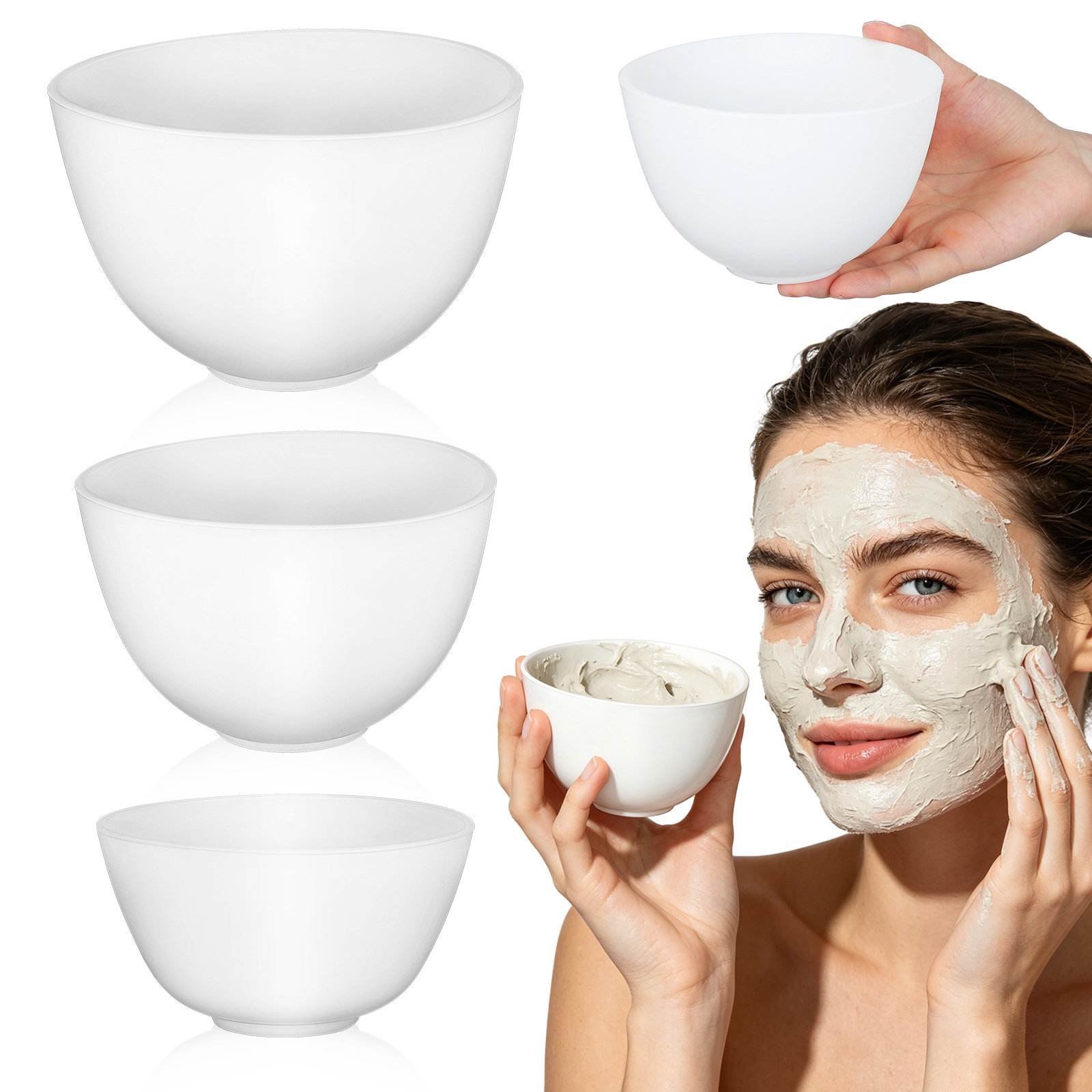 3Pcs Silicone Facial Mask Bowl - Hair Care Color ulasan dan harga